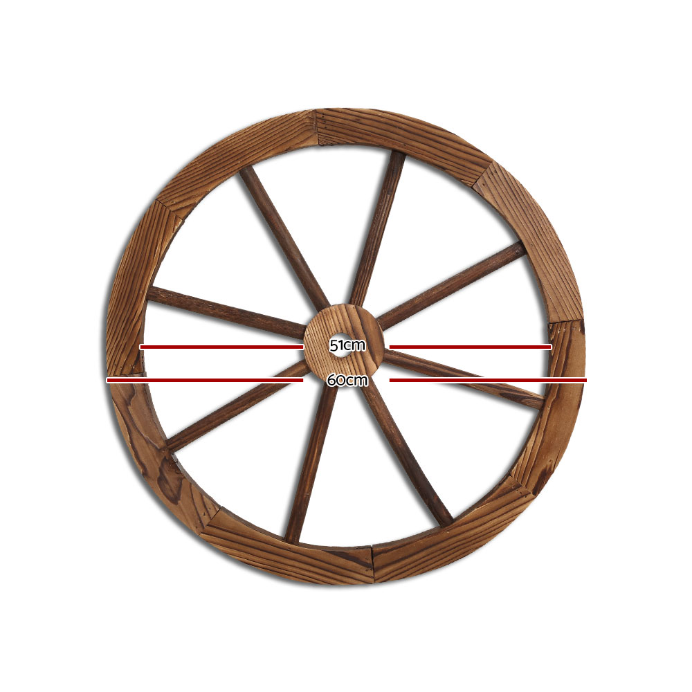 Gardeon Garden Decor Outdoor Ornament Wooden Wagon Wheel — image 2