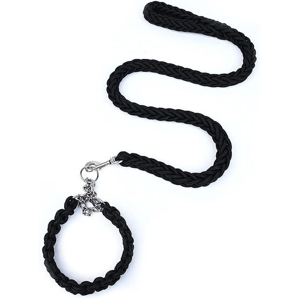 Dog collar and rope, heavy-duty nylon braided rope, sturdy dog collar, suitable for training and walking of small, medium and large dogs (black) — image 3