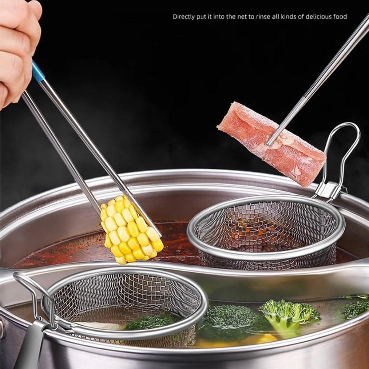 Stainless Steel Pasta Cooking Basket with Clip Handle, Fine Mesh Hanging Strainer for Pasta, Ramen, Pho and Vegetables โ image 3