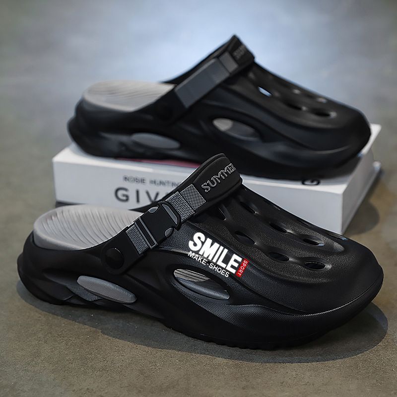 Unisex Clog Sandals Open Toe Slip-On Sandals Soft Sole Walking Shoes Outdoor - Black and white - Size 9(AU9/EU42) — image 4