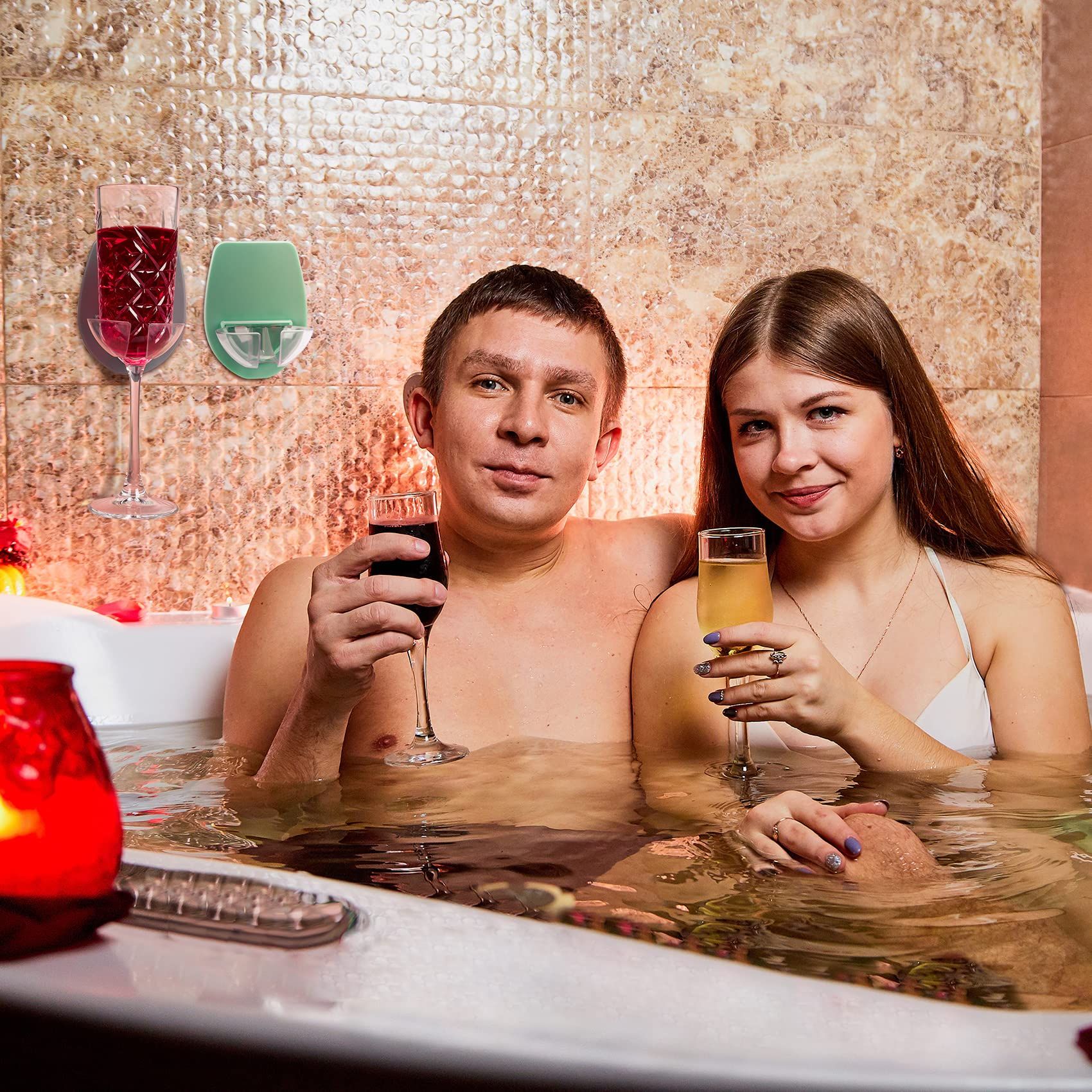 Bathtub Wine Glass Holder, 2pcs Shower Bath Cup Holder for Beer & Wine, Portable Cupholder for Shower Drink in Bathroom โ image 5