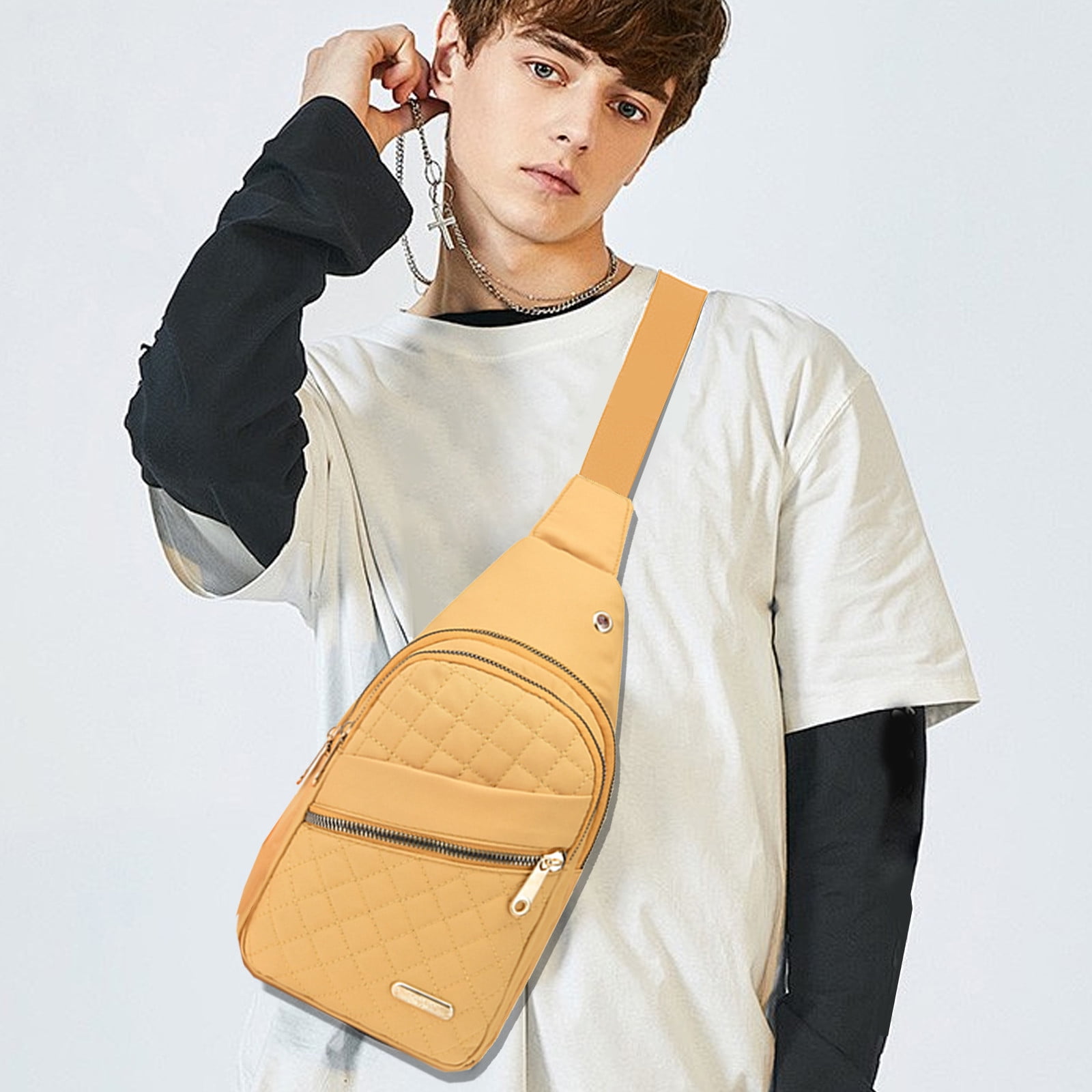 Sling Bag for Women, Crossbody Sling Backpack Small Sling Bag Multipurpose Crossbody Shoulder Bag Travel Hiking Backpack, Sling Bag for Men #1-Yellow — image 4