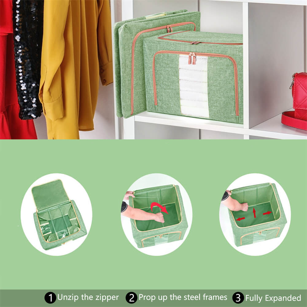 24L Cloth Storage Box Closet Organizer Storage Bags Clothes Storage Bags Wardrobe Organizer Idea GREEN — image 5
