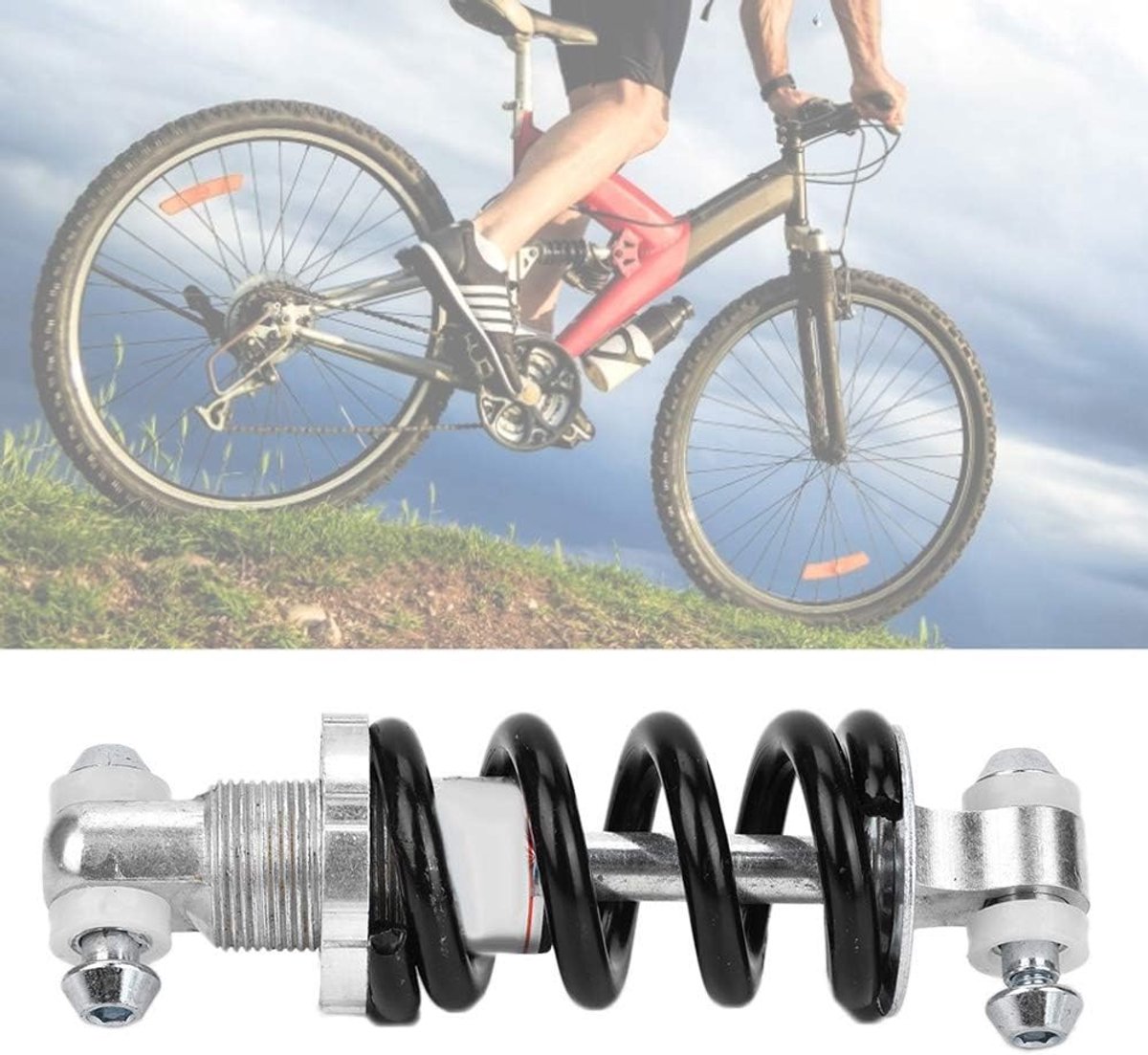 Bicycle shock absorber - Rear bicycle spring shock absorber - Metal - Mountain bike rear suspension shock absorber - Spring shock absorber - Bicycle โ image 4