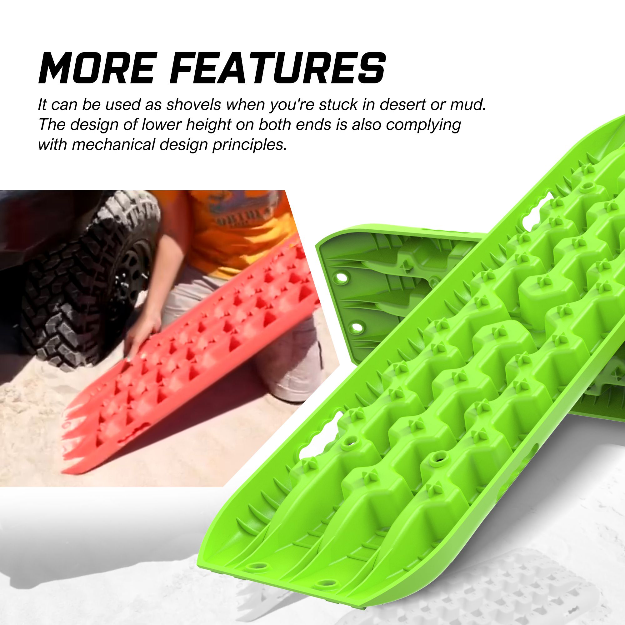 X-BULL Recovery tracks Boards 10T 2 Pairs Sand Mud Snow With Mounting Bolts pins Green โ image 3