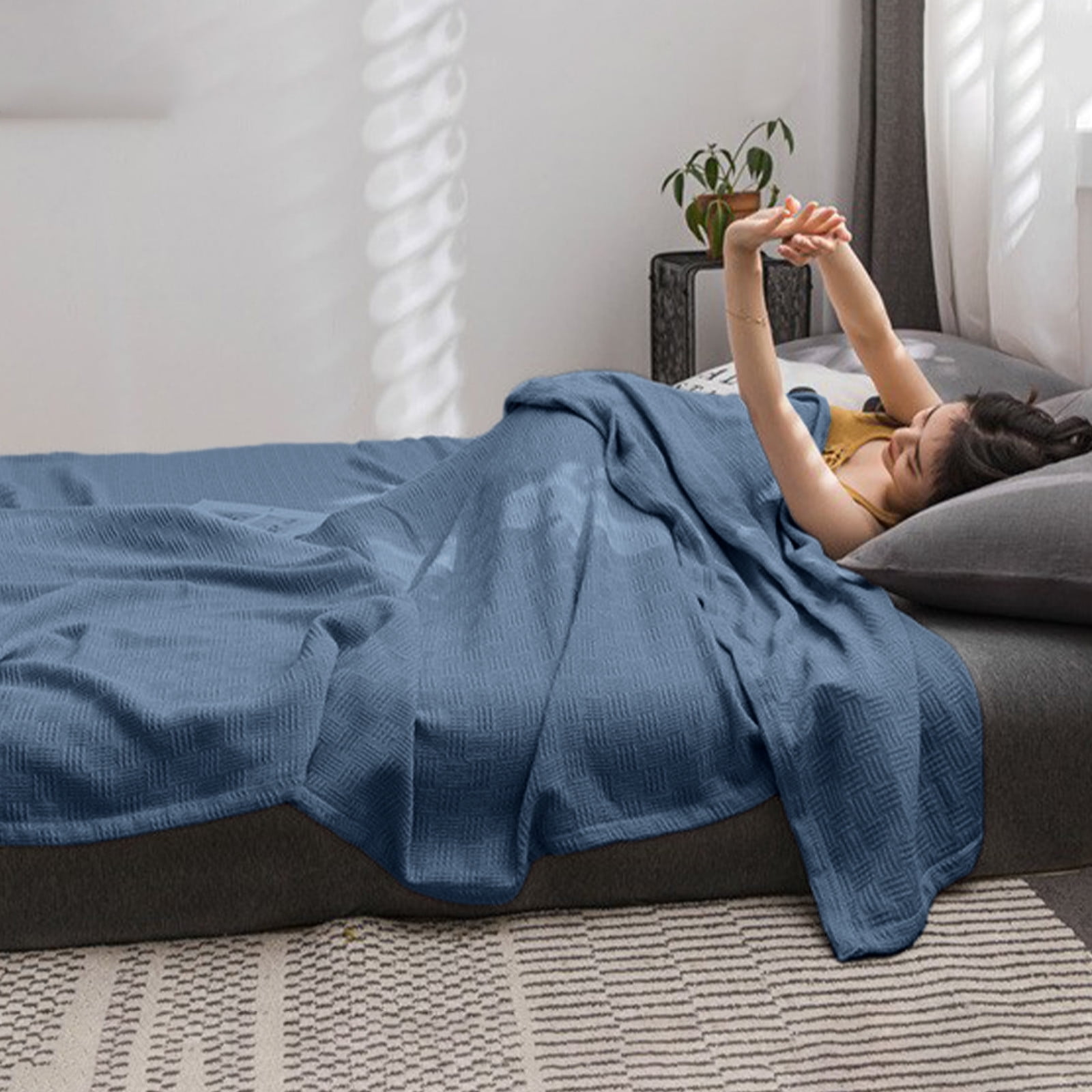59 × 39" 100% Cottons Blanket, Soft and Breathable Bed Blanket, Multi-functional Bed Blanket for All Season, Machines Washable Bed Couch for Home Living Room — image 5