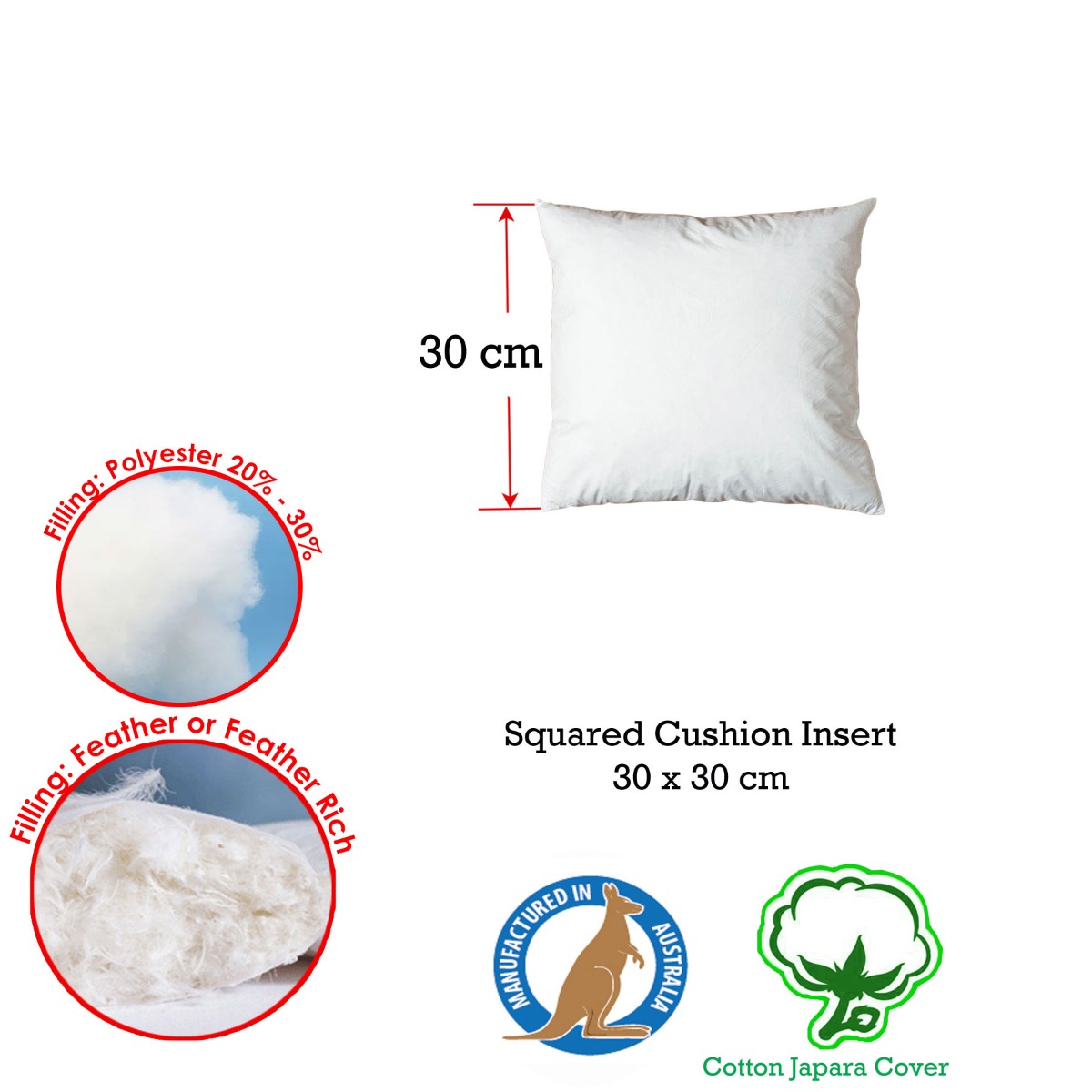 Duck Feather Rich Fill Cushion Inserter Square 30 × 30cm — image 2