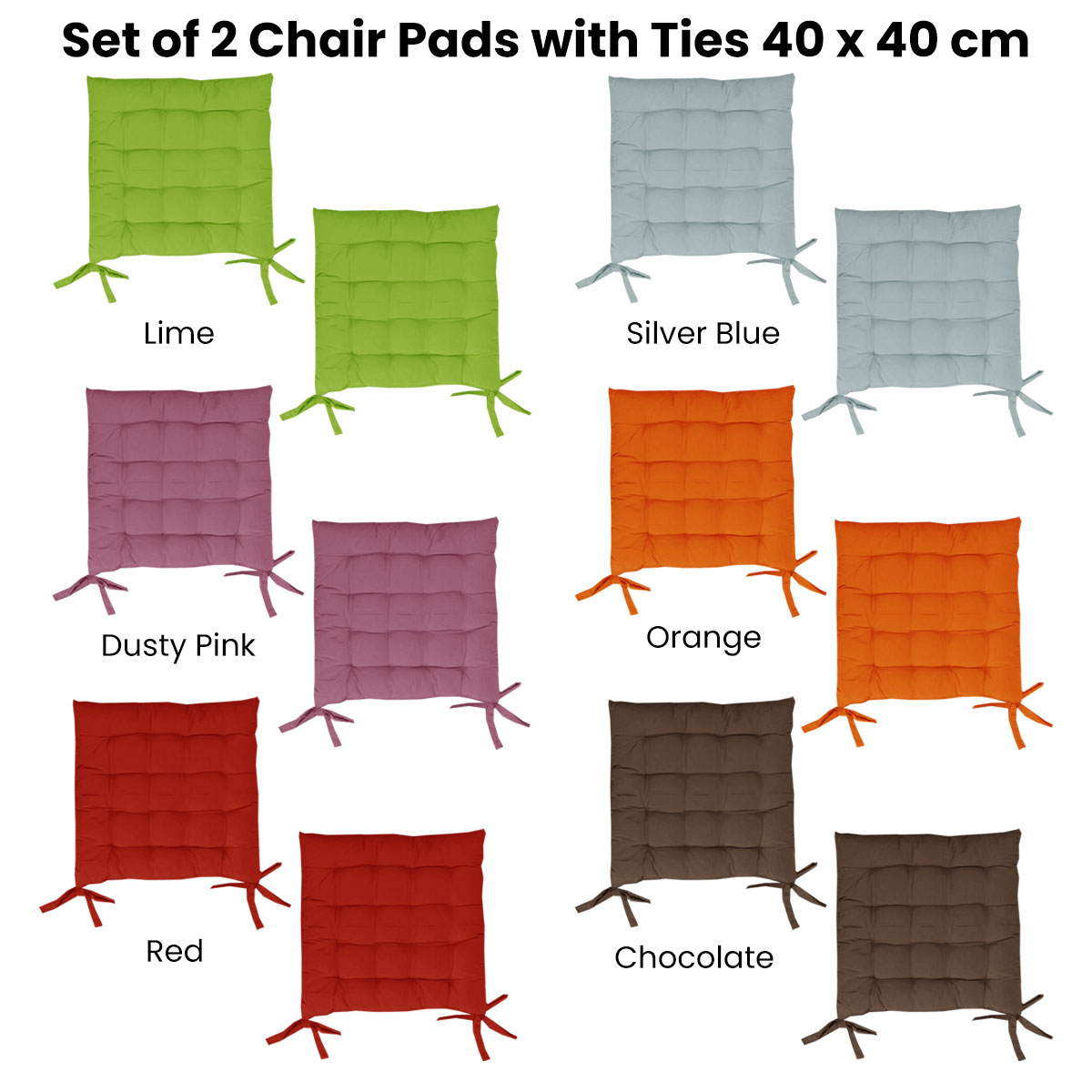 Set of 2 Chair Pads with Ties 40 × 40 cm Silver Blue — image 2