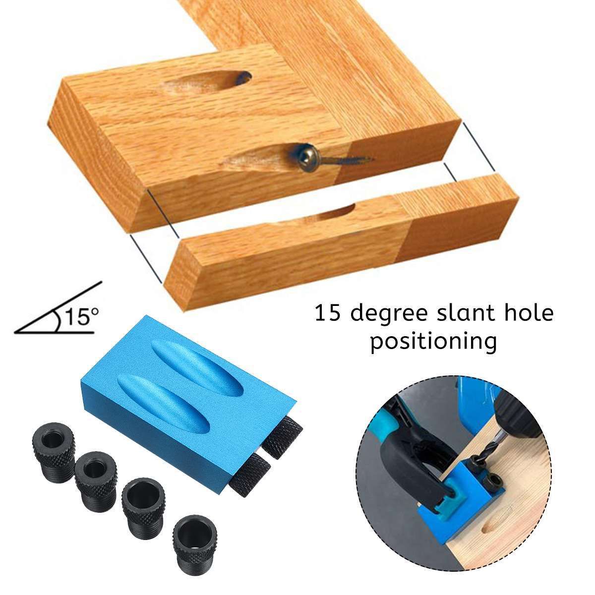 8Pcs Pocket Hole Jig, Dowel Drill Joinery Kit Hole Screw Jig Woodworking Angle Drilling Holes, Angle Carpentry Locator Jig — image 3