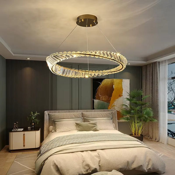 BAMDECOR C3342/1 Modern Crystal Chandeliers Lighting Fixtures Contemporary Wave Chandelier Lighting Fixtures Crystal Pendant Ceiling Lights for Living Room