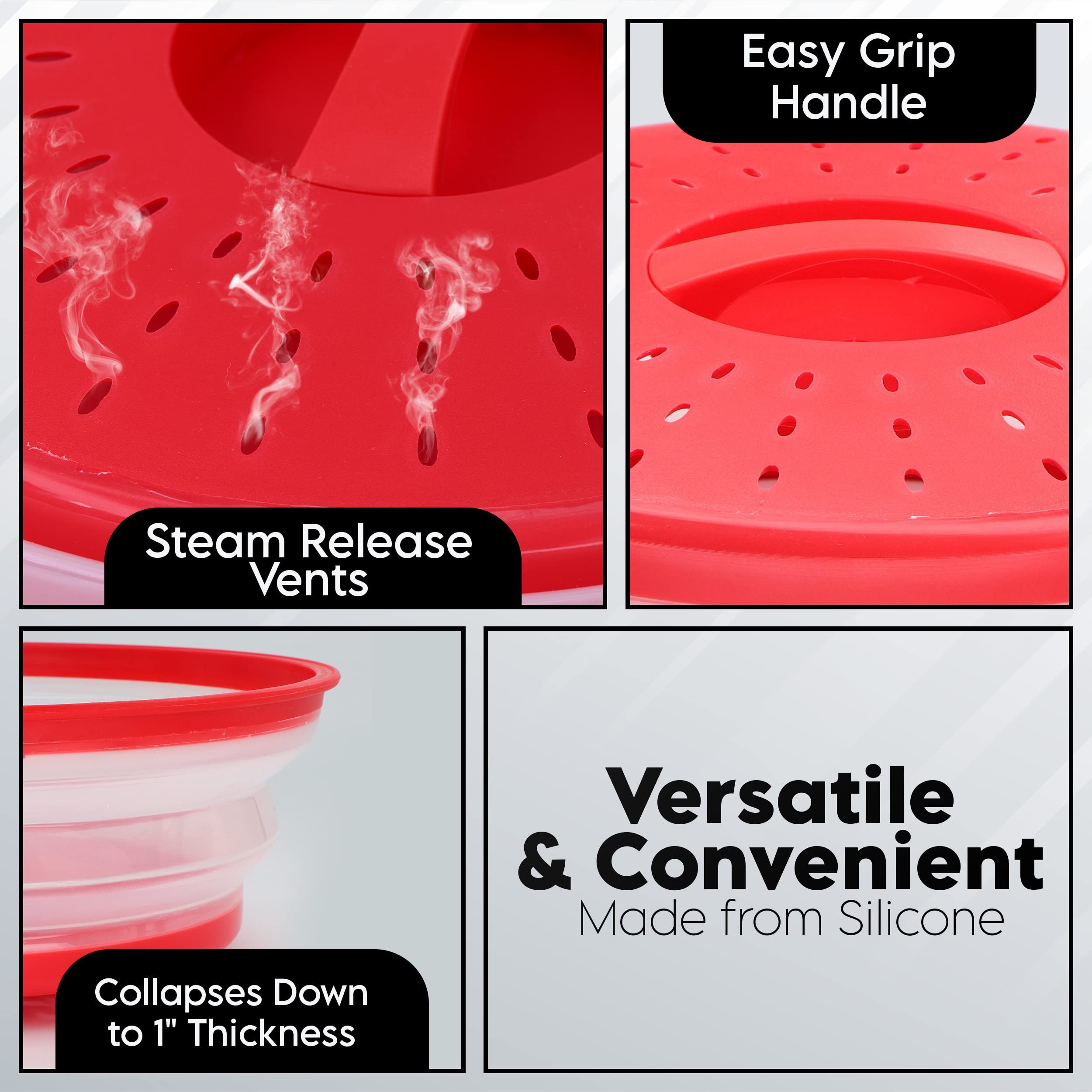 Microwave Cover for Food, Collapsible Microwave Splatter and Plate Covers Easy Grip Lid and Food Strainer — image 5