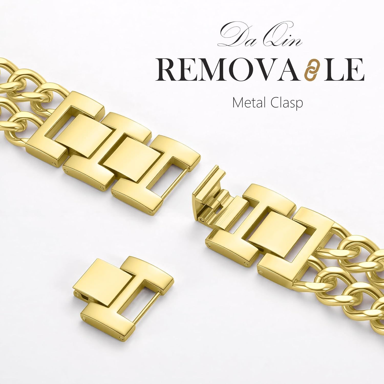 Gold Band Compatible with Apple Watch Bands for Women 40mm 42mm 38mm 41mm 44mm 45mm 46mm, Adjustable Metal Chain Link Bracelet Accessories for iWatch โ image 4