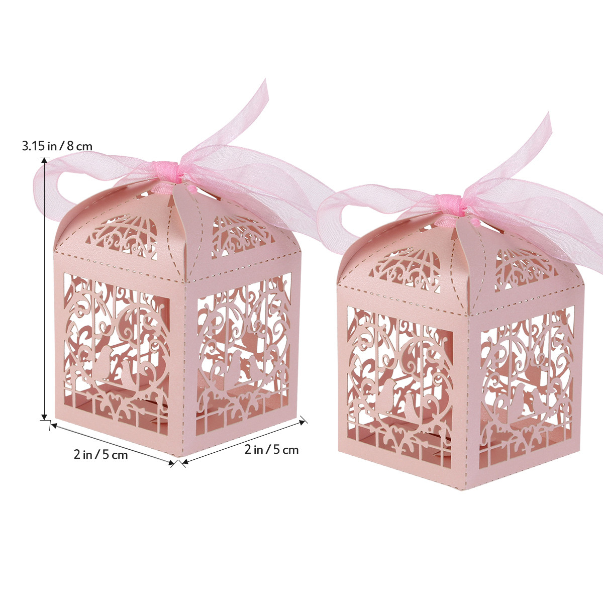 100 Piece Pack - Pink Dove Bird Heart Baby Birth naming Ceremony Bomboniere Favor Lolly Gift Card Box โ image 4