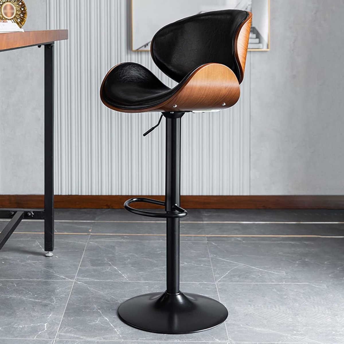 SERENITà European Black Modern Bar Stools Swivel Bar Stool Chair Counter Height Barstool with 360 Degree Swivel Seat — image 2