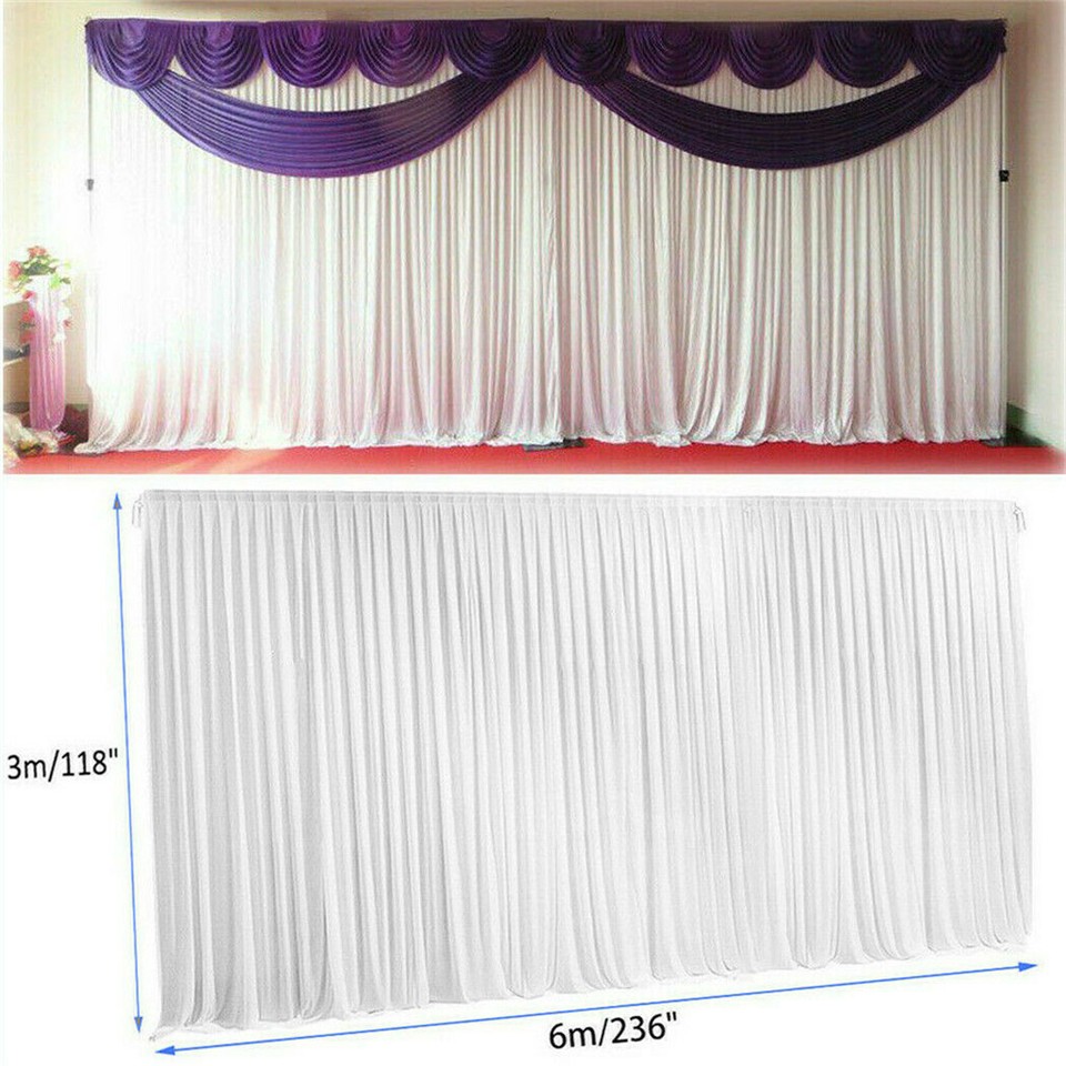 3mx6m 10ft Silk White Backdrop Drapes Curtain Wedding Ceremony Party Home Window Decor โ image 6