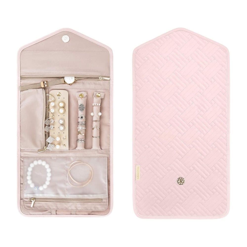 Compact Travel Jewelry Box with Compartments, Pink, 23cm โ image 4