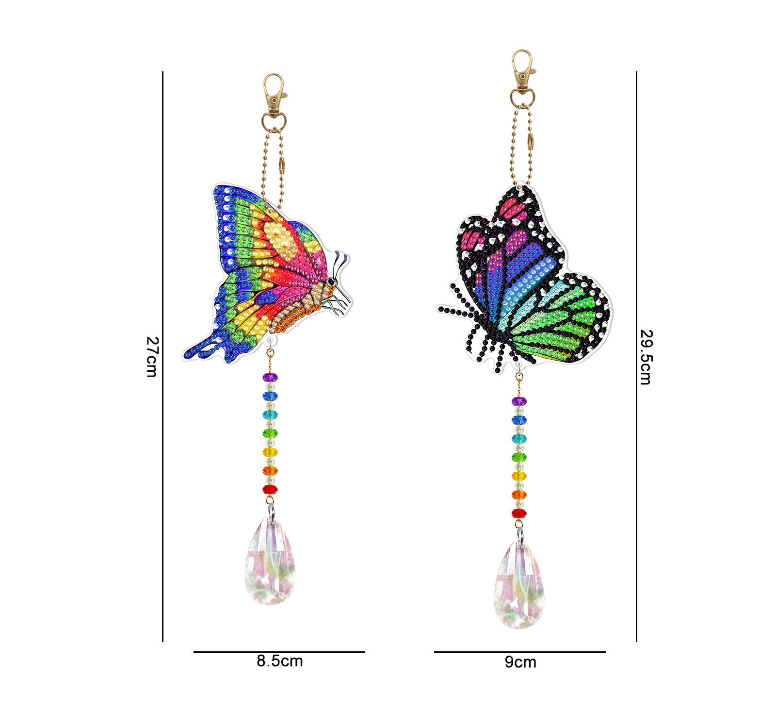 2Pcs Colorful Butterfly Diamond Painting Suncatcher Kits for Adults Crystal Butterfly Diamond Art Sun Catcher Hanging Ornament Wind — image 2