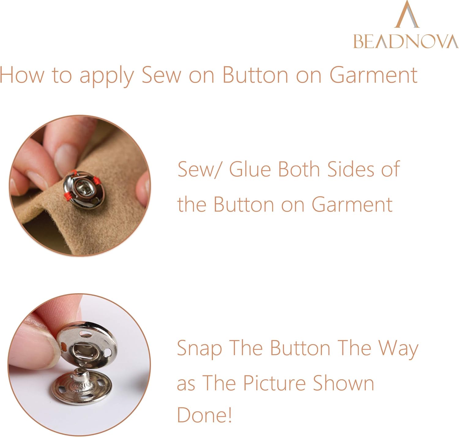 Snaps Buttons for Sewing Button Press Sewing Tools Snap Fasteners Kit for Clothes (100 Sets, 2 Colors) โ image 3
