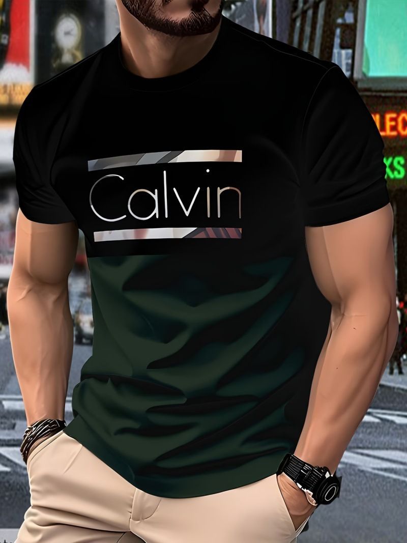 Men'S Casual T-Shirt Short Sleeve Tee Polyester Round Neck Lightweight Everyday - Navy - Size 4XL(AU 4XL/EU58) — image 2