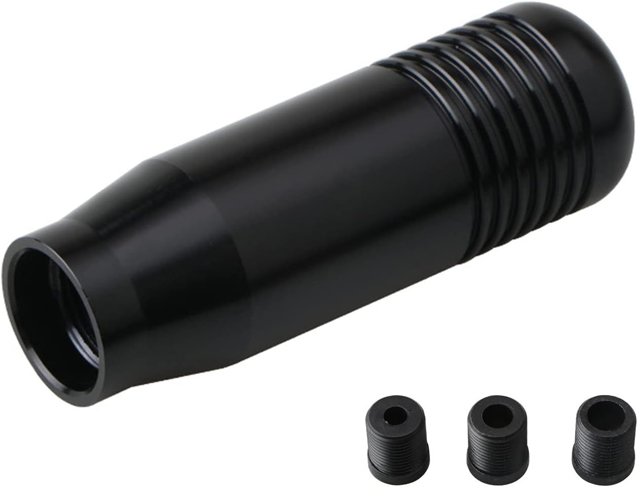 8.5CM Manual Car Gear Shift Knob - Universal 5.6-Speed Aluminum Gear Shift Knob Adapter - Gear Shift Knob (Black) Black—yux