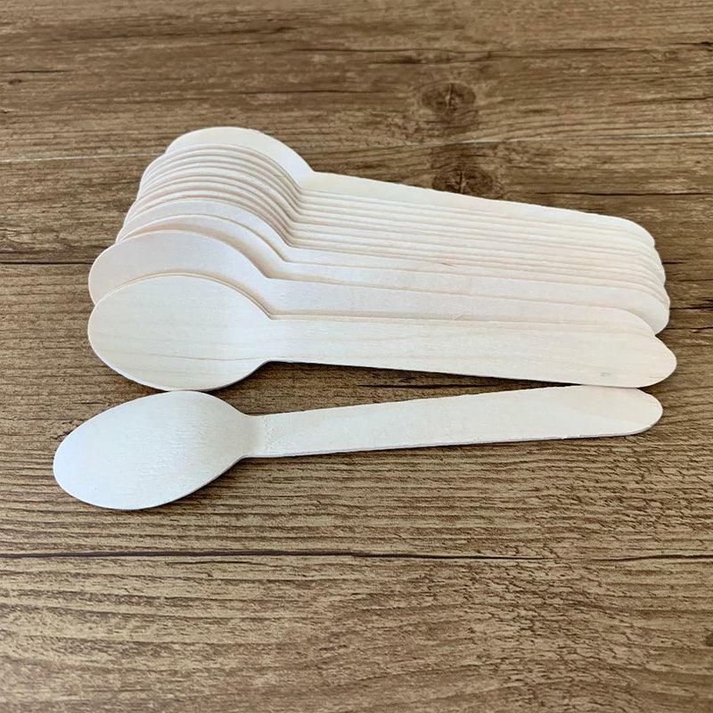 Wooden Cutlery Set Disposable Bamboo Wood Bulk Buy Forks Spoons Knives Party Eco โ image 5