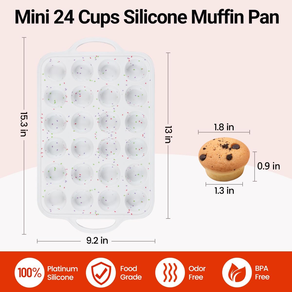 Mini Muffin Pan with Metal Reinforced Frame 24 Cups & Silicone Loaf 12 Cavities โ image 4