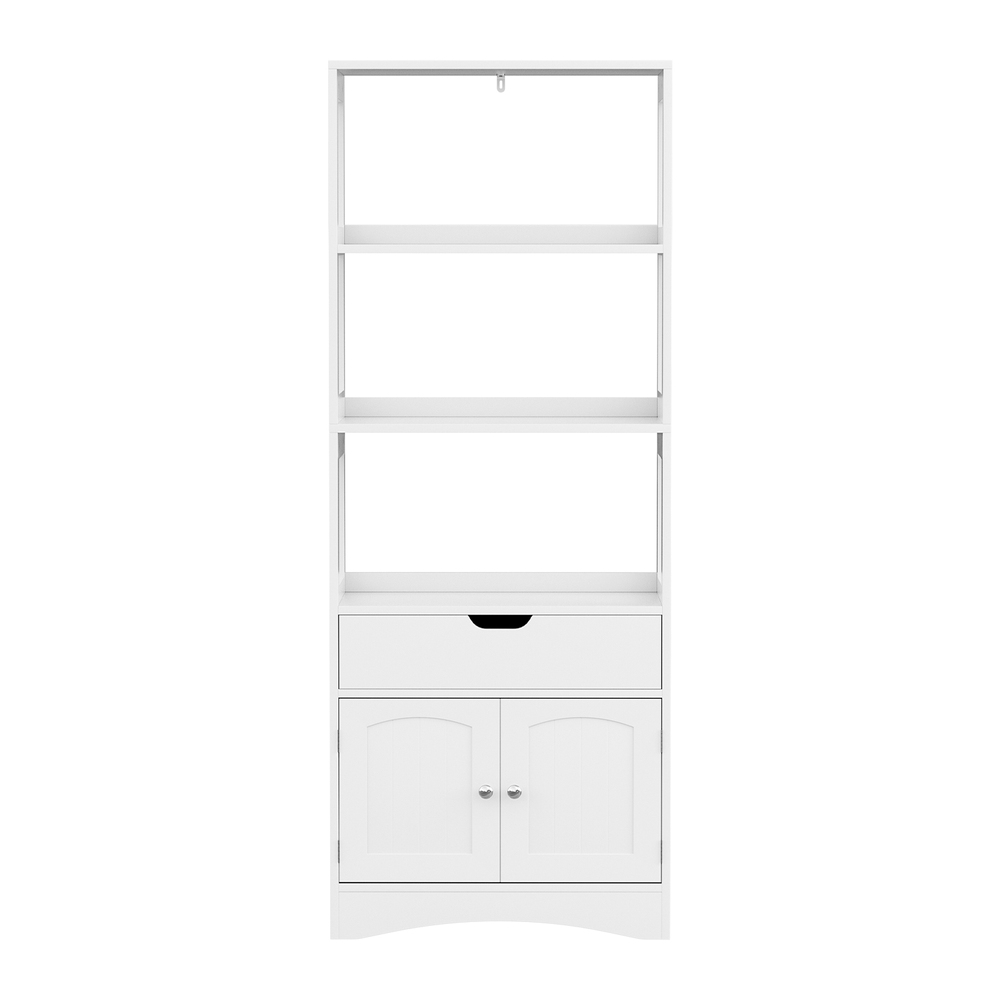 Artiss Bathroom Floor Storage Cabinet with 2 Drawers 3 Open Shelves 2 Doors White โ image 5