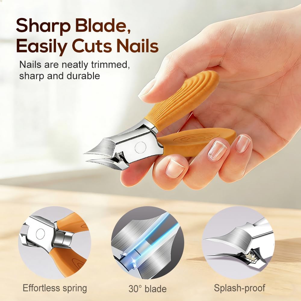Wide Jaw Opening Anti-Splash Slanted Nail Clipper, Curved Blades for Ingrown & Thick Nails, Ergonomic Fingernail Toenail Clippers for Home e (Comb) — image 6
