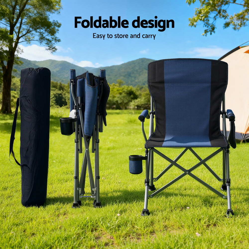 Weisshorn Camping Chair Folding Outdoor Portable Seat Lightweight Beach Picnic Fishing Capacity 120KG Navy Blue — image 5