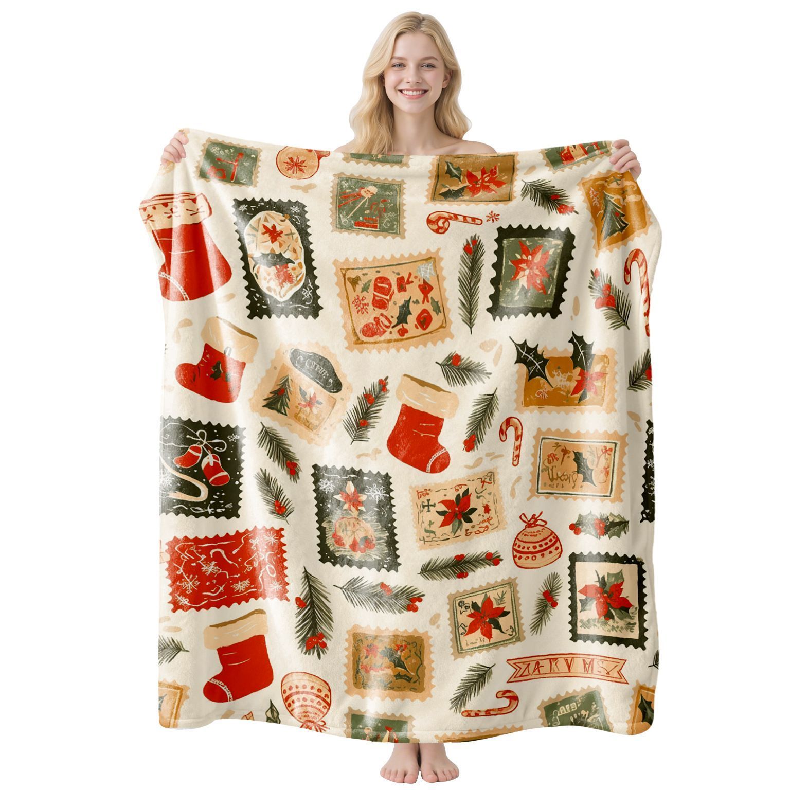Christmas & Halloween Art‑print Flannel Blanket, Mellow‑feel Rest Throw, Nice Holiday Gifting Option For Varied Indoor Household Areas, Style FLR‑226, Size M