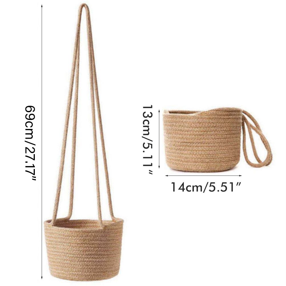 2PCS Braided Plant Basket Hanging Plant Pots Plant Hanger Plant Basket Wall Decoration Flower Pots — image 2