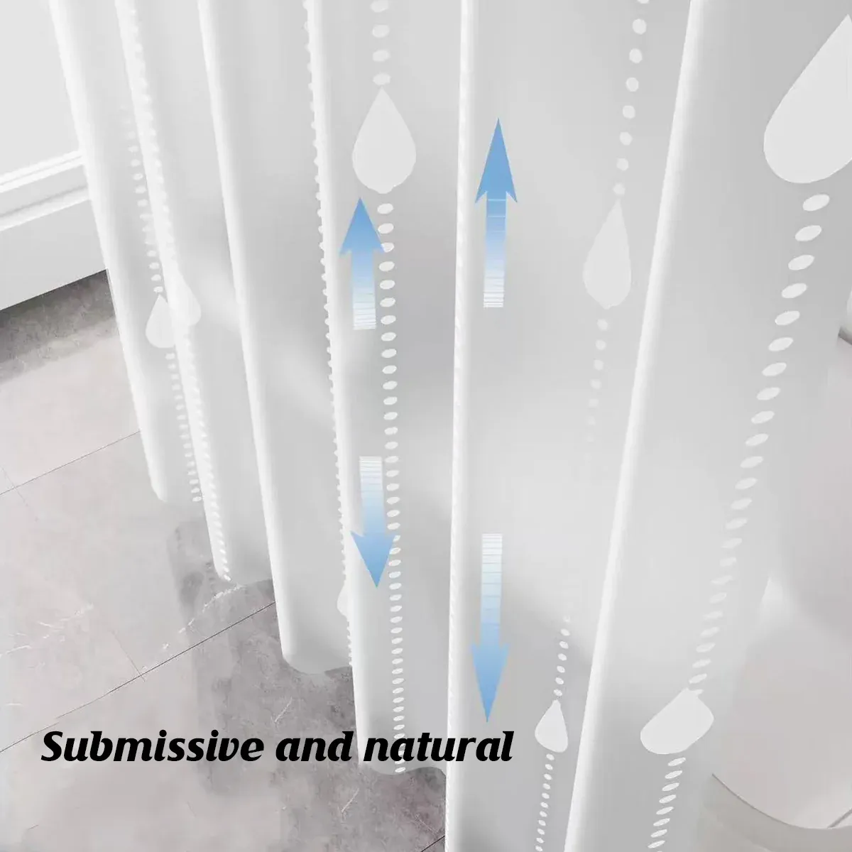 Shower Curtain Waterproof Quick-Dry Drill-Free with Hooks 200 × 180cm — image 5