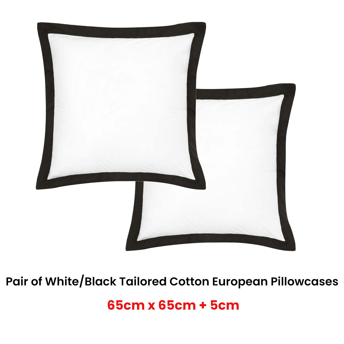 Accessorize Pair of White/Black Tailored Hotel Deluxe Cotton European Pillowcases — image 2