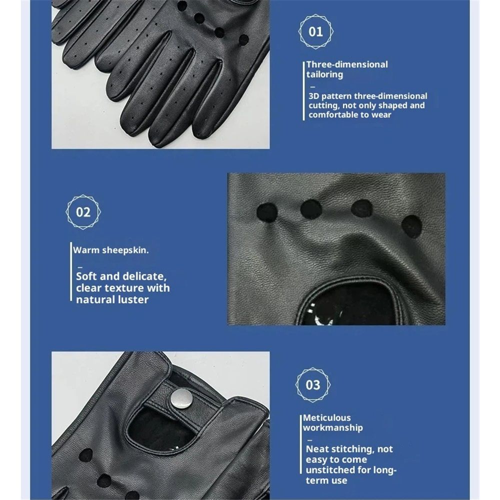 Silverstone Men’s Sheepskin Leather Driving Gloves. Great for Bikers and Motorcycle Enthusiasts (black,L) — image 5