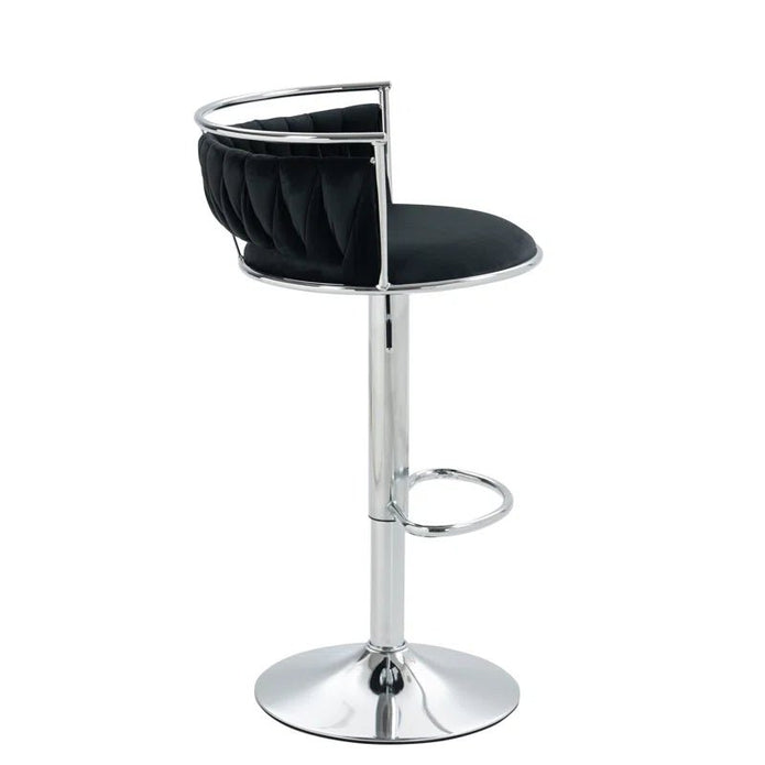 SERENITà Silver Swivel Upholstered Velvet Adjustable Height Counter Stool with Metal Frame Black (Set of 2) — image 3