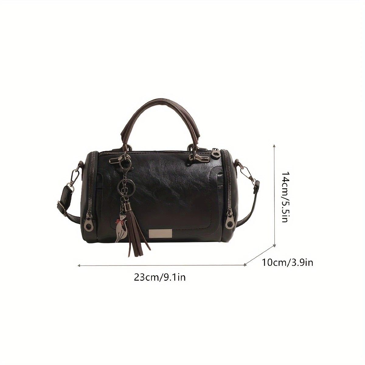 Vintage Tote Bag: Spacious multi-pocket design with tassel and metal accents, supports multiple carrying methods, combining practicality and style.GREEN — image 5