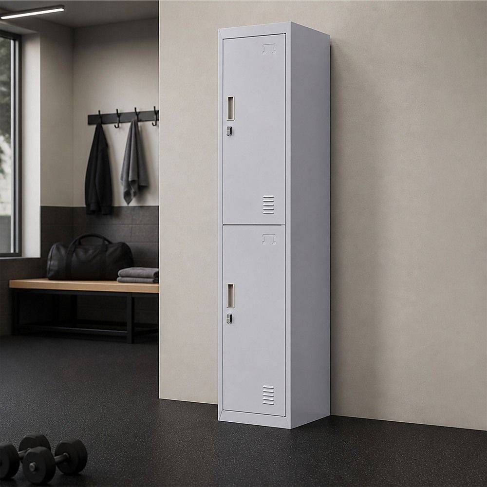 2-Door Vertical Locker for Office Gym Shed School Home Storage — image 3