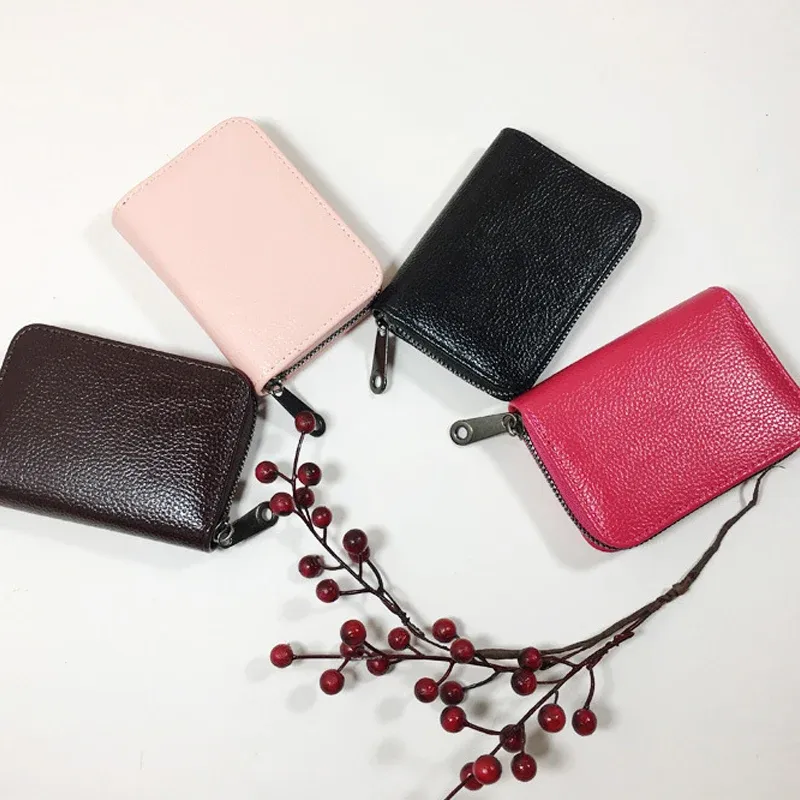 Compact Zipper Organ Card Cover Holder Wallet ID Bag Short Coin Purse Pockets - Pink โ image 3
