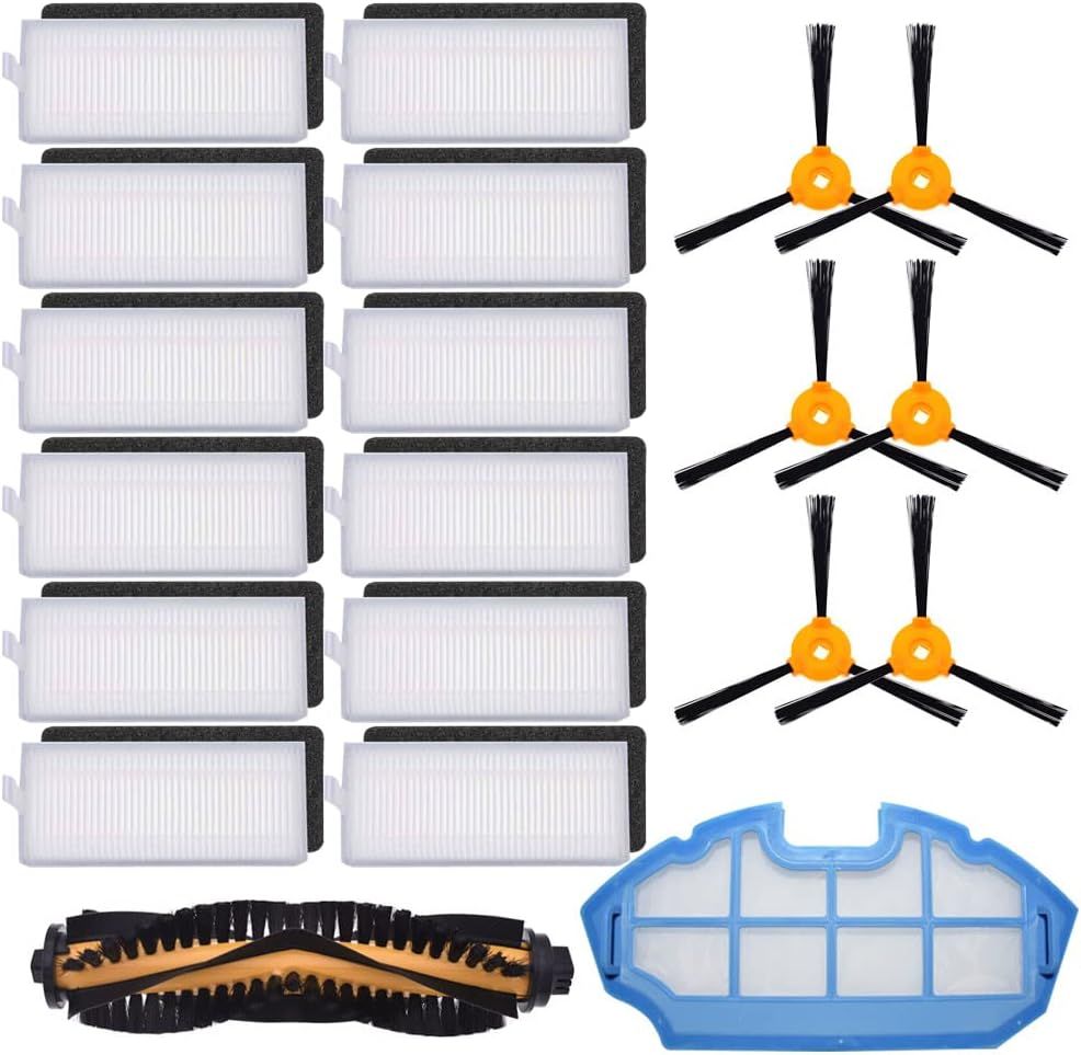 Replacement Parts Compatible or Ecovacs Deebot N79S N79 DN622 DN622.11 DN622.31 N79W N79se and Deebot 500 DC3G Robot Vacuum with 1 Roller Brush 12 ilter Sets 6