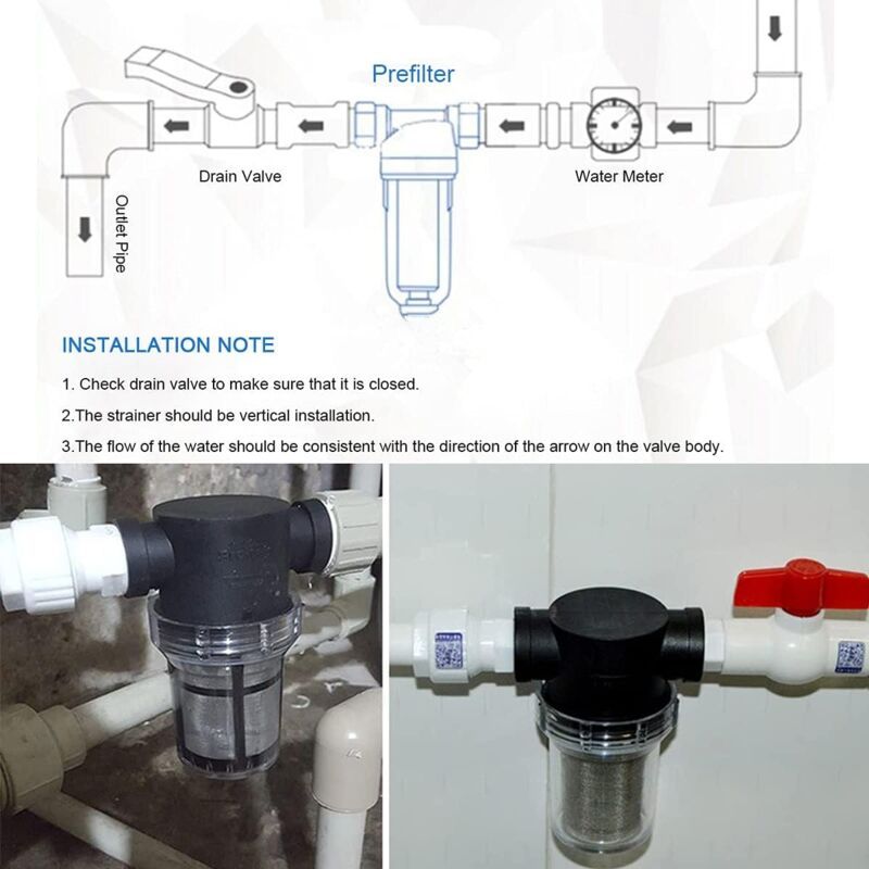 Water Pump Inline Filter with 100 Mesh Stainless Steel Strainer for Garden Watering, 0.75 Inch — image 2