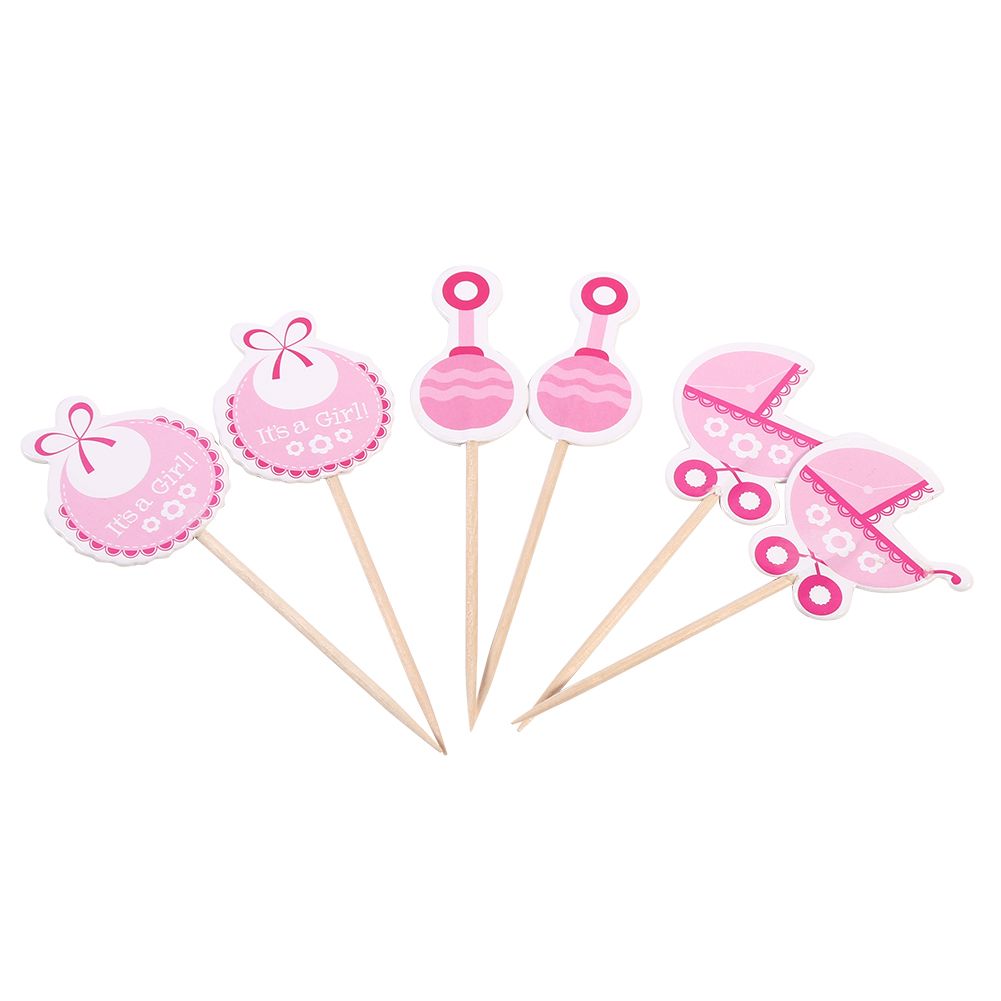 18Pcs Girl Type Kids Birthday Cute Cupcake Toppers Baby Shower Cake Decorations (Pink) โ image 2