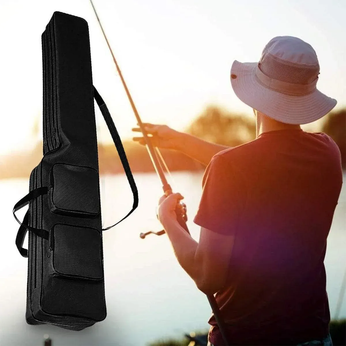 130cm Big Belly Fishing Tackle Bag Rod Storage Carry Case Outdoor Fishing Bag - Snake skin camouflage — image 5
