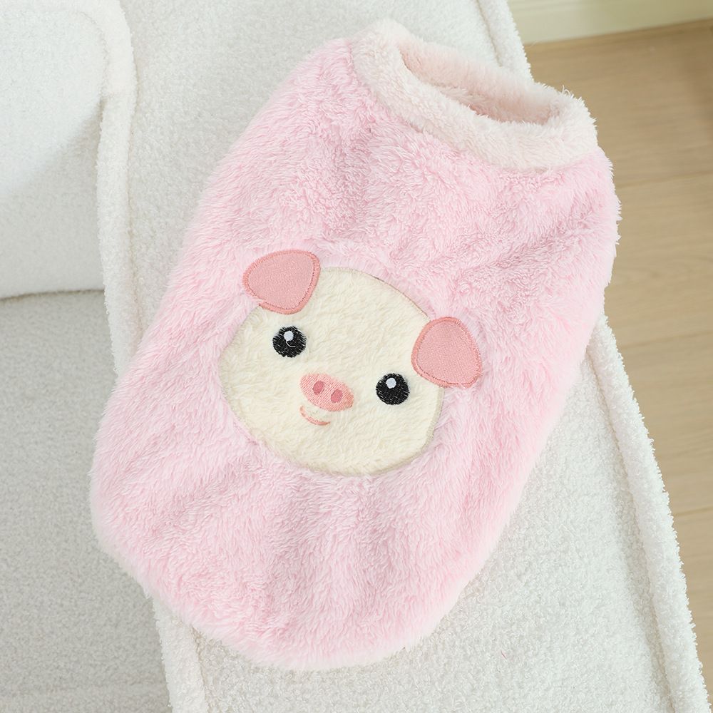 Dog Vest Fleece Winter Warm Pet Clothing Happy piggy style [pink] M [recommendation 2.5-3.5kg ]