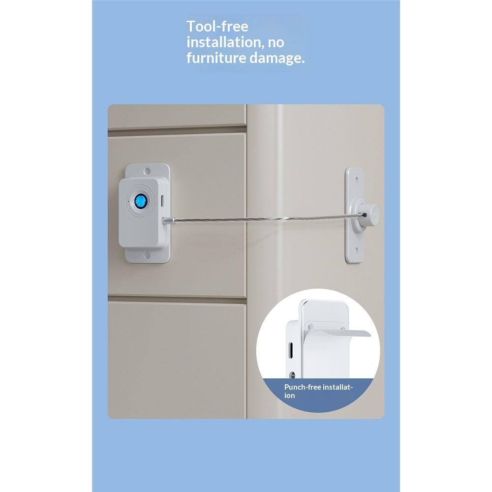 Fingerprint Fridge Lock - Child & Pet Proof Security for Drawers, Cabinets, Ovens, Toilet | Smart Biometric& | Easy Install | Quick Unlock (White, 1 Pcs) — image 3