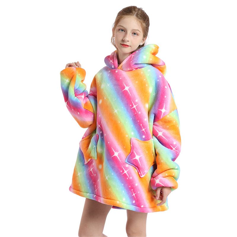 Childrens Cartoon Flannel Hooded Blanket Polyester Children's cold clothing deer All yards — image 6