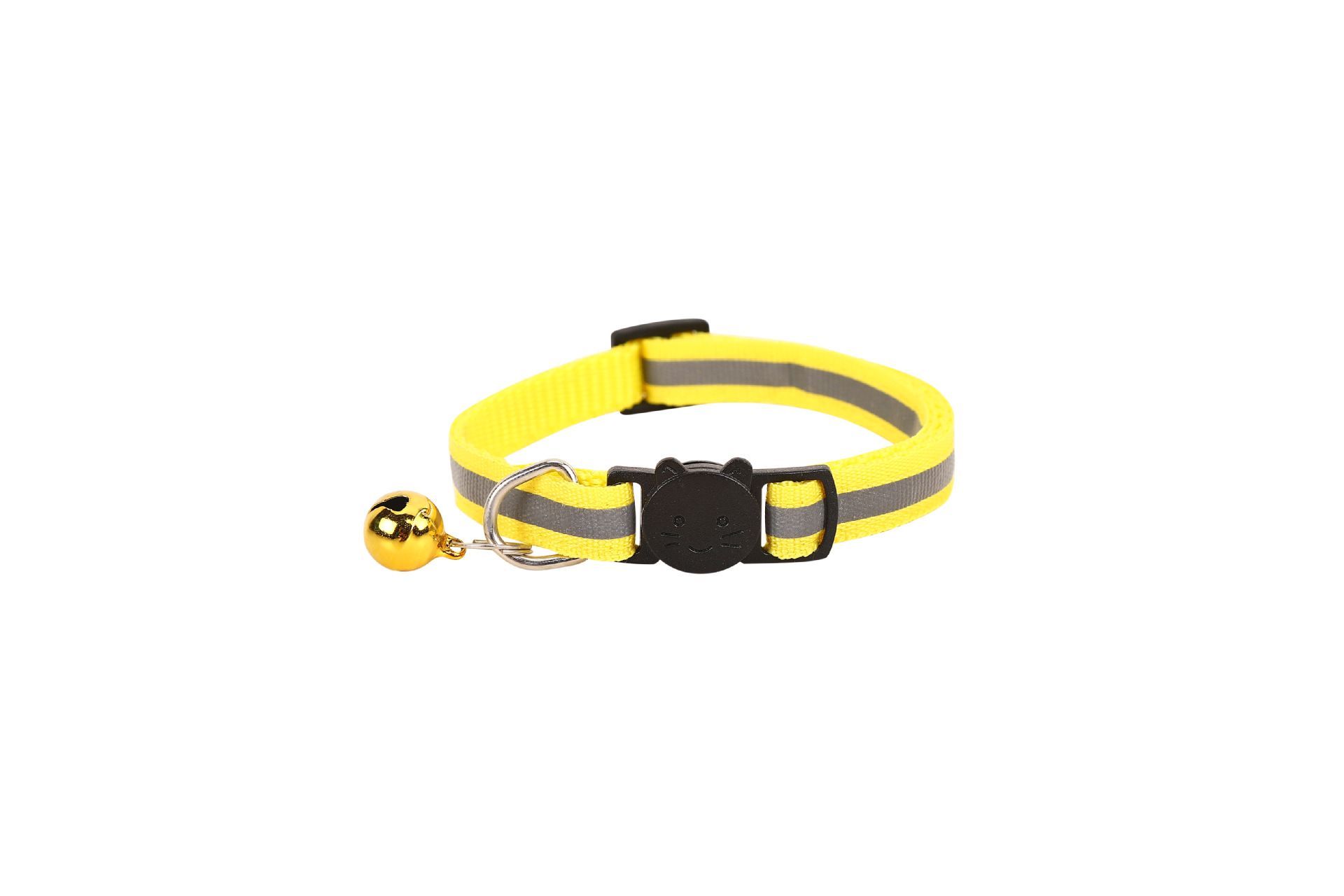Cat Collar Pei Pet Reflective Safety Buckle Polyester Yellow Width 1.0CM size 19-32 can be adjusted