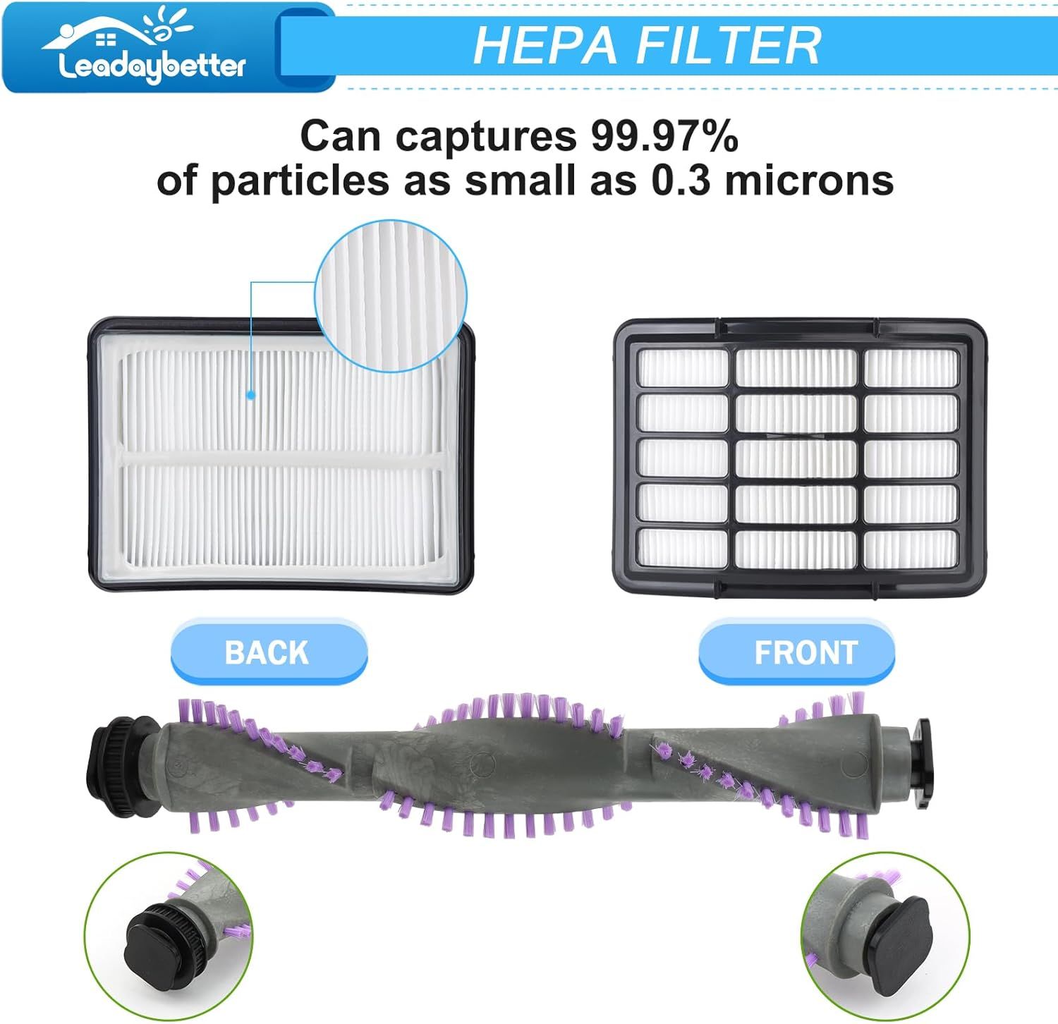 Brush Roll filter Replacement for Shark Navigator Lit Away NV350 NV351 NV352 NV356E S2 NV360 NV355 NV356 NV357 NV358 Vacuum Cleaner, with Belt and Wheels — image 5