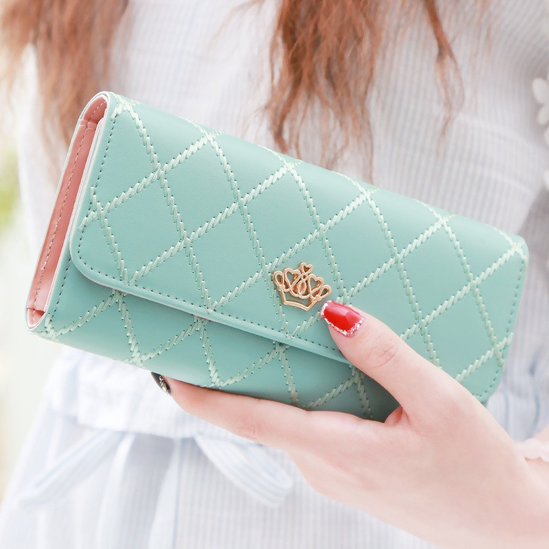 Christmas gift Women's Quilted Leather Wallet, Stylish Long Clutch with Heart Accent — image 5