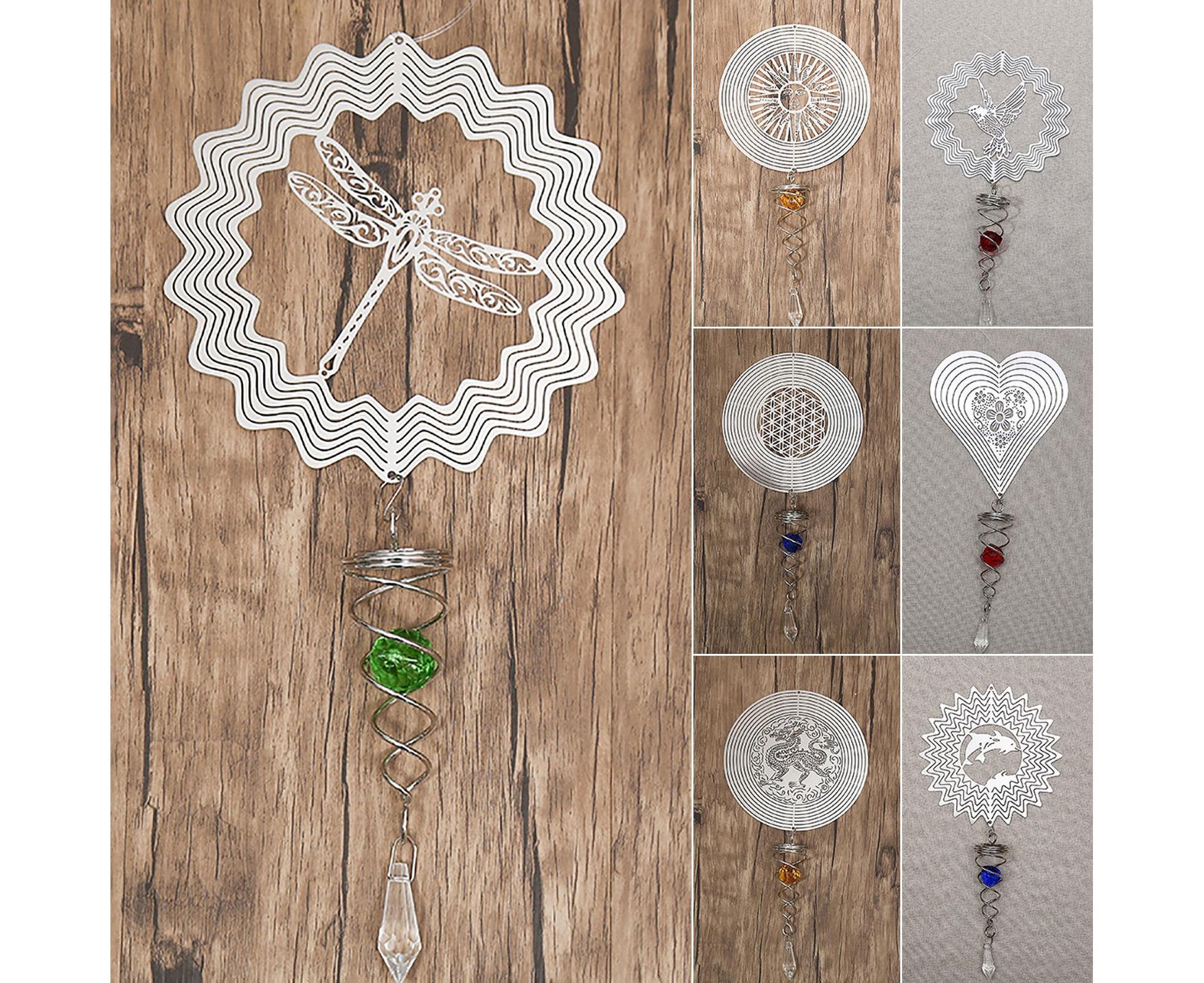 Metal Wind Spinner Rotating Animal Letter Pattern Hanging Pendant Home Ornament-#6 — image 2