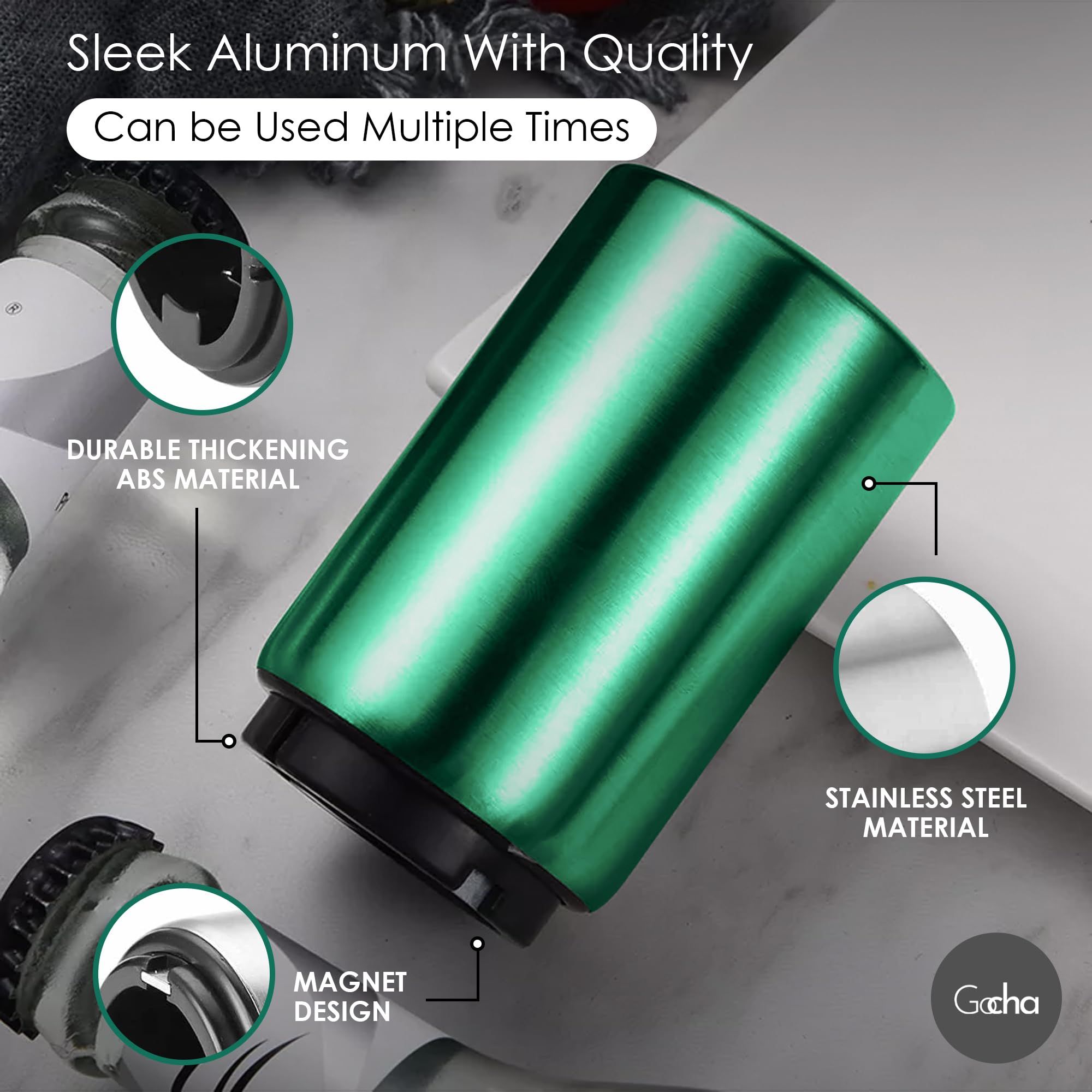 Magnetic Bottle Opener|Bottle Cap Opener|Automatic Magnetic Beer Opener|Stainless Steel Magneitc Bottle Cap Catcher (Green) — image 5
